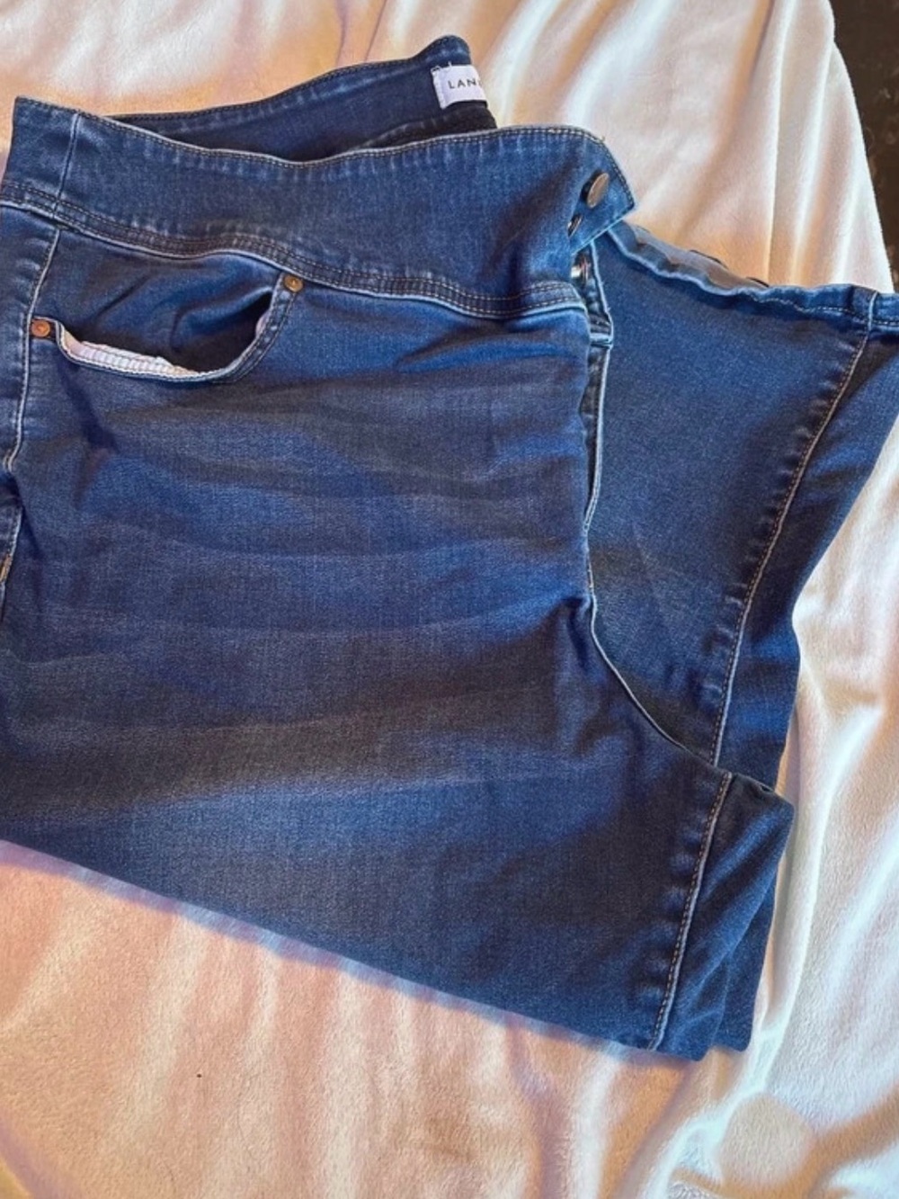 Lane Bryant Blue High-Rise Stretch Jean Capris